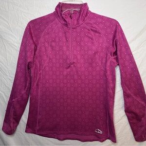 🌸 L.L.Bean Women’s Quarter Zip Pullover – Pink Patterned, size Small